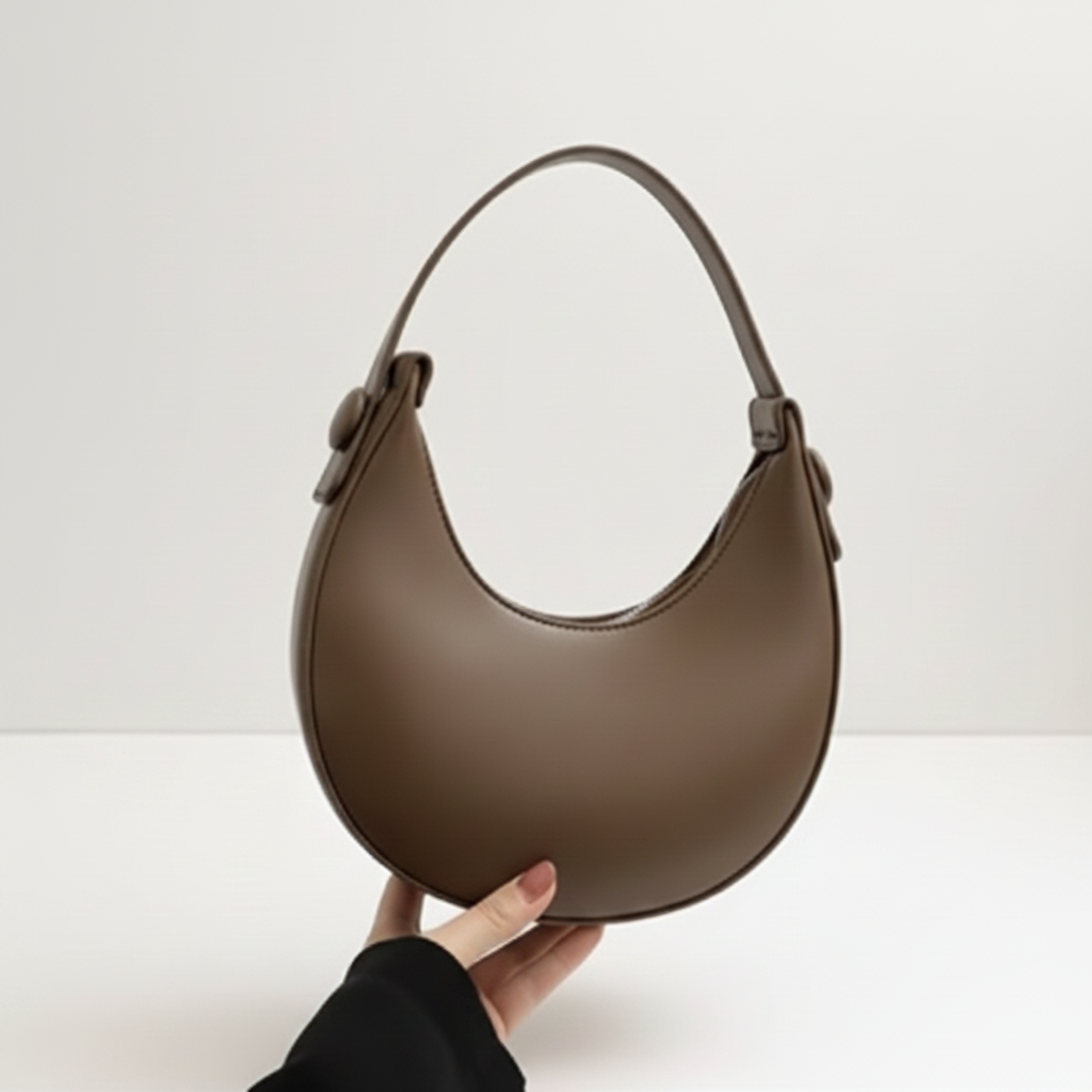 Brown Crescent Bag Front View