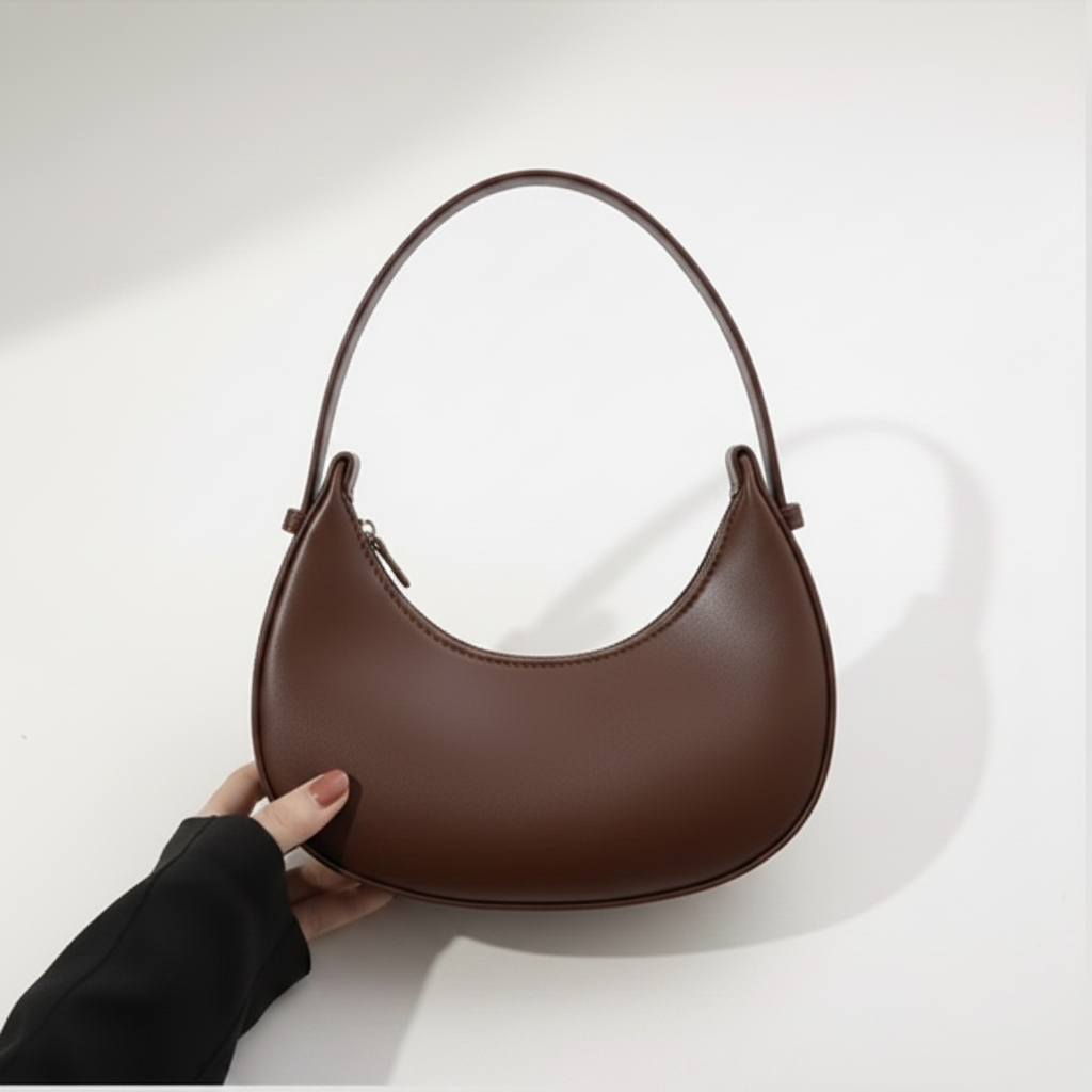 Brown Crescent Bag Top View